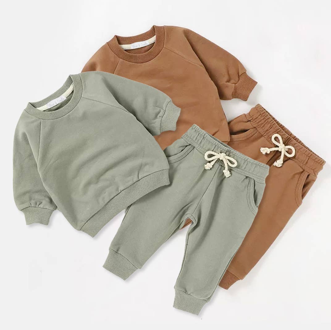 OLIVE CRADLE Sweat suit Baby Toddler 2pc Cotton set