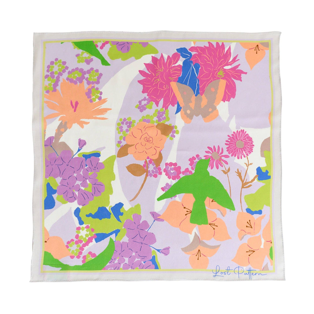 Lost Pattern NYC - FRIDA x LOST PATTERN "Frida's Garden" Silk Bandana Scarf - Pink