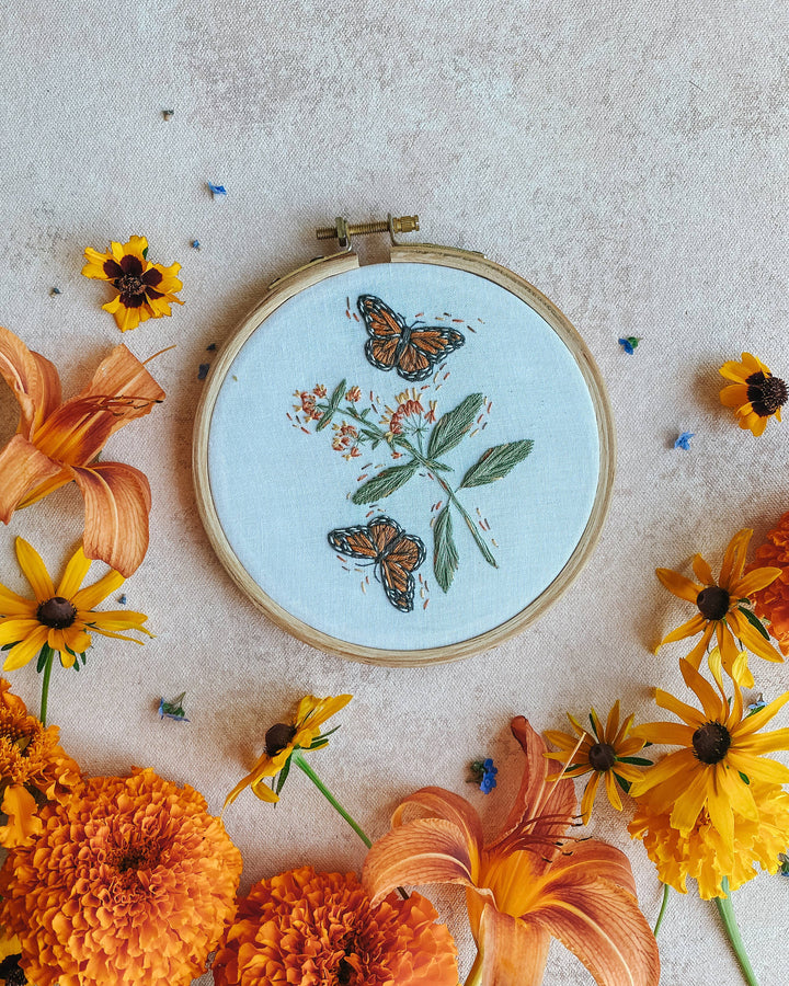 Harvest Goods Co. - Monarchs & Milkweeds Embroidery Kit