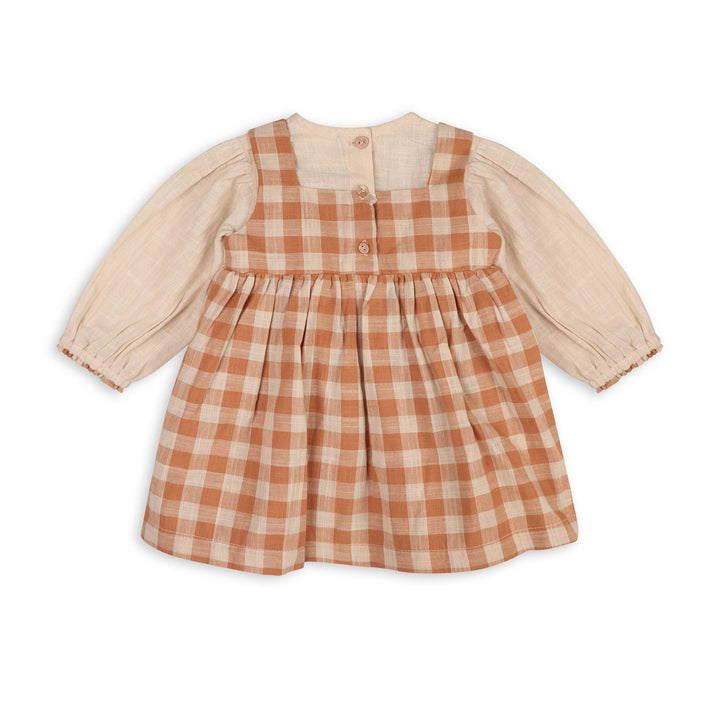 Viverano Organics - Pinafore Gingham Dress with Slub Shirt & & Bloomer (Organic)