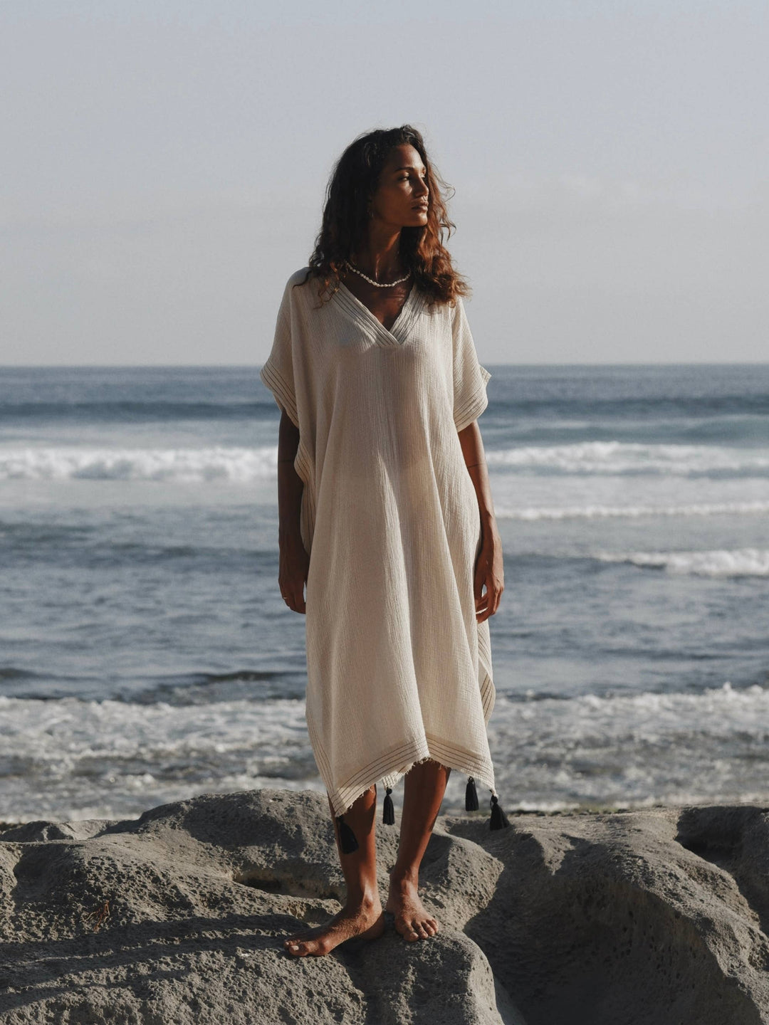 Ela Kaftan - Natural | 100% Turkish Organic Cotton Resortwea-ON SALE