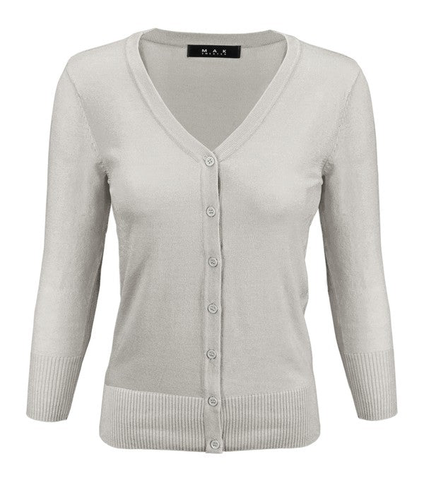 V-Neck Button Down Knit Plus Size Cardigan Sweater