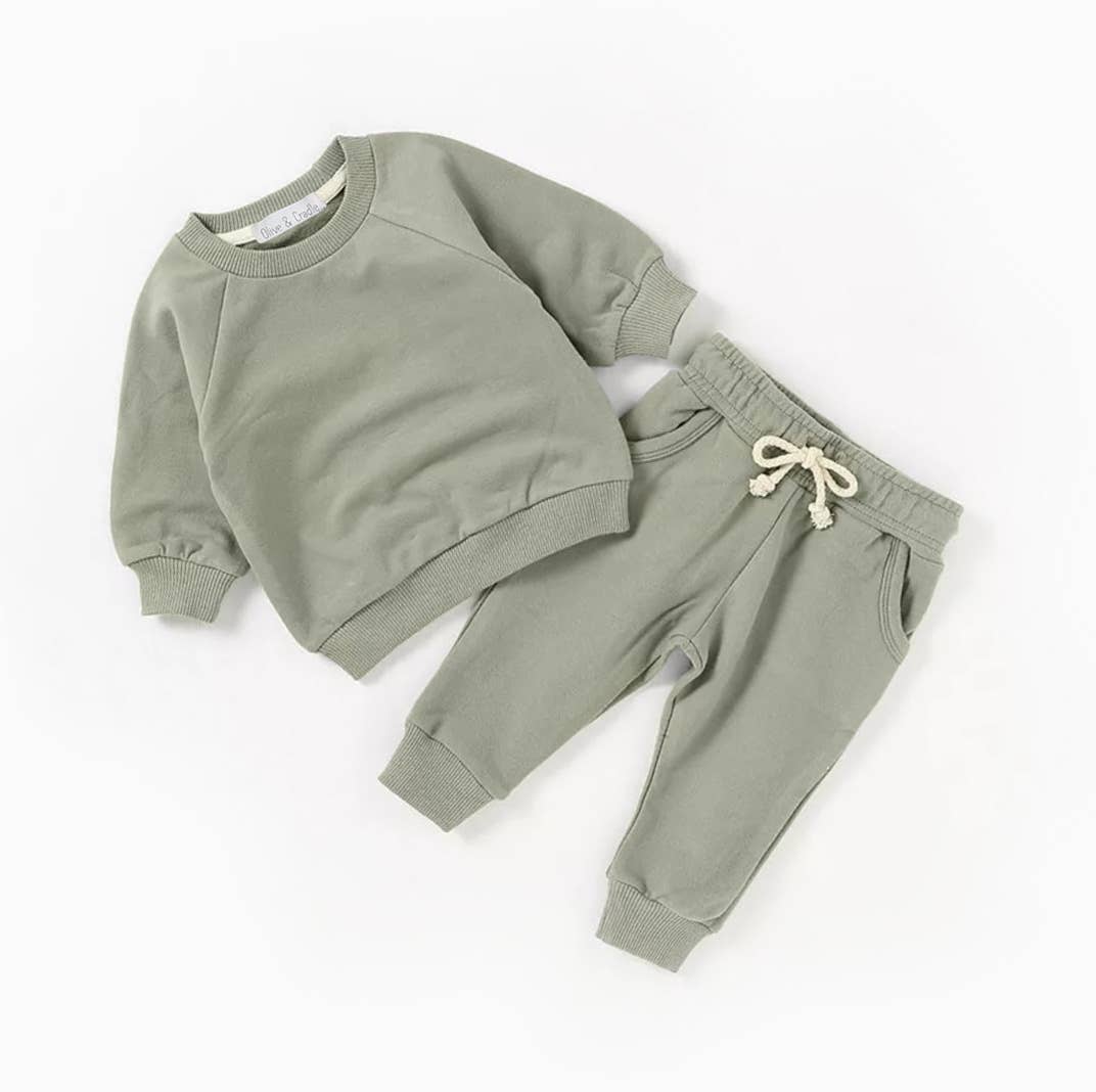 OLIVE & CRADLE - Sweat suit Baby Toddler 2pc Cotton set