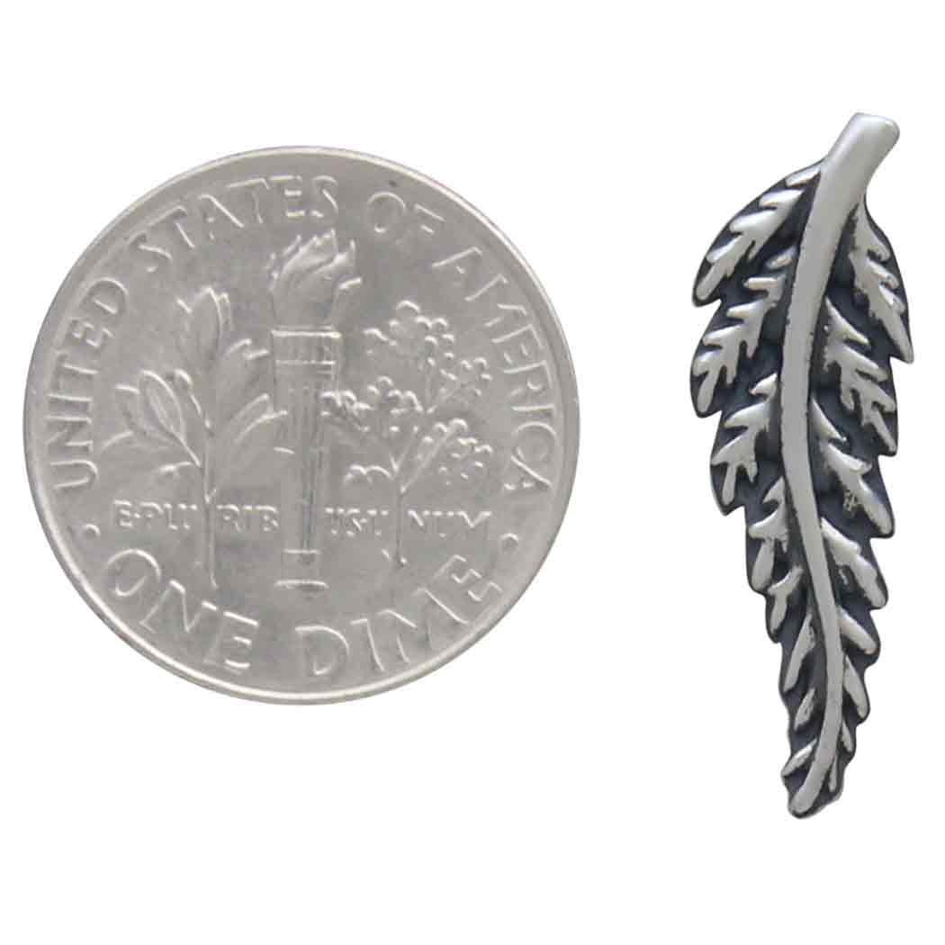 Nina Designs - Sterling Silver Fern Post Earrings 22x7mm