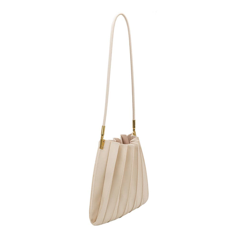 Melie Bianco - Carrie Ivory Pleated Vegan Shoulder