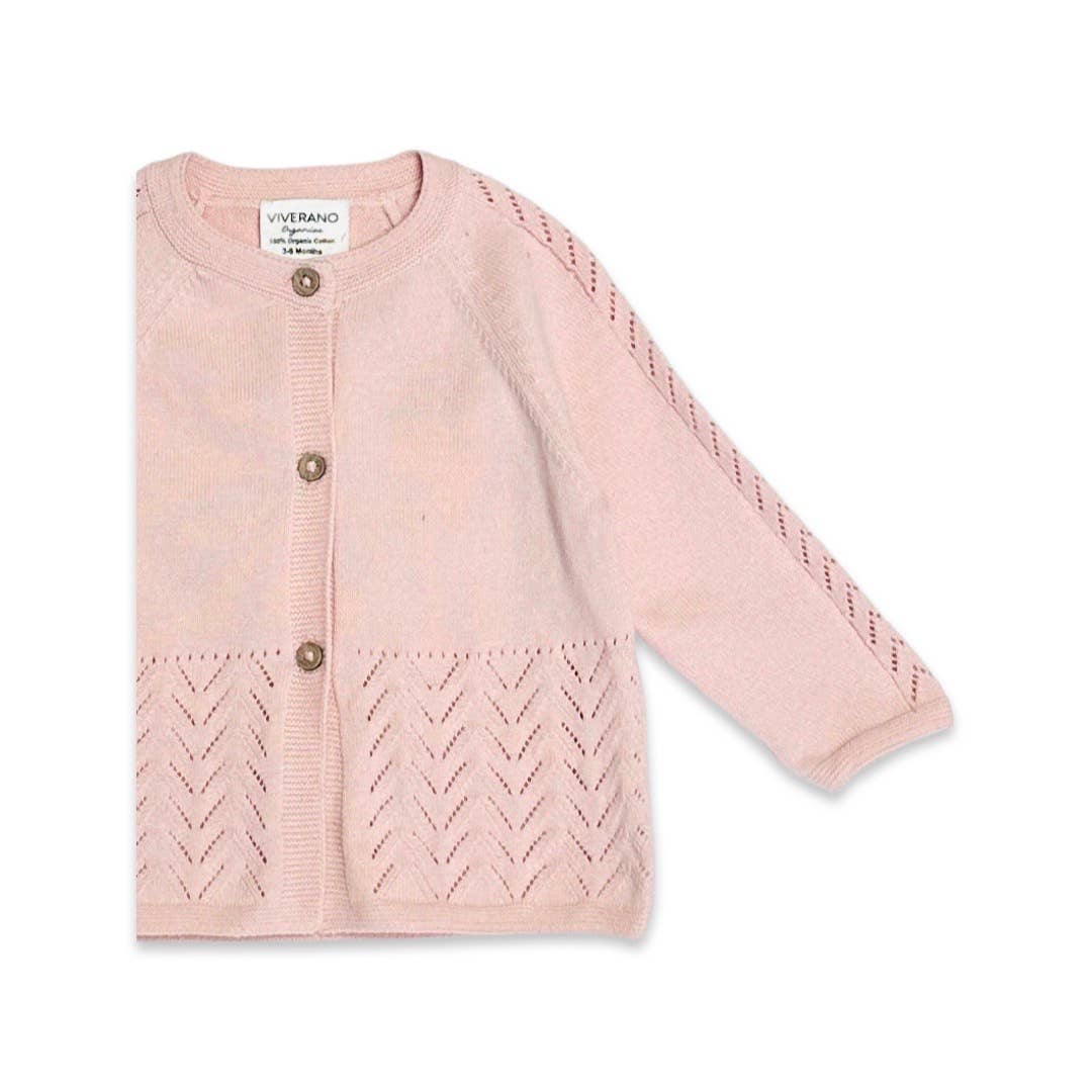 Pointelle Sweater Knit Baby Cardigan (Organic Cotton)