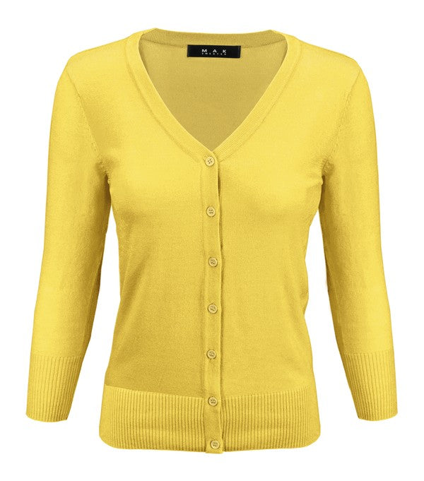 V-Neck Button Down Knit Plus Size Cardigan Sweater