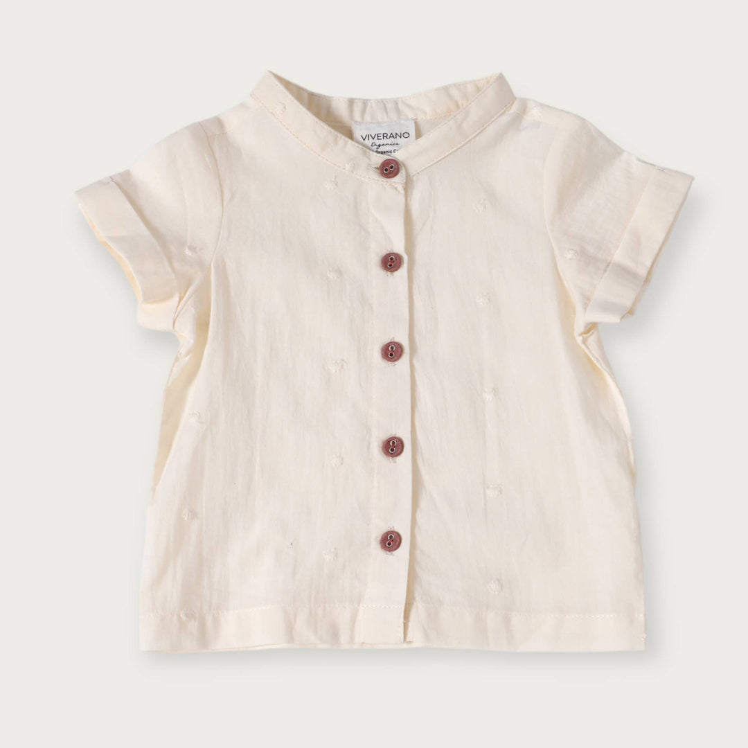 Laurence Mandarin Collar Baby Shirt + Shorts 2pc Set (Linen)