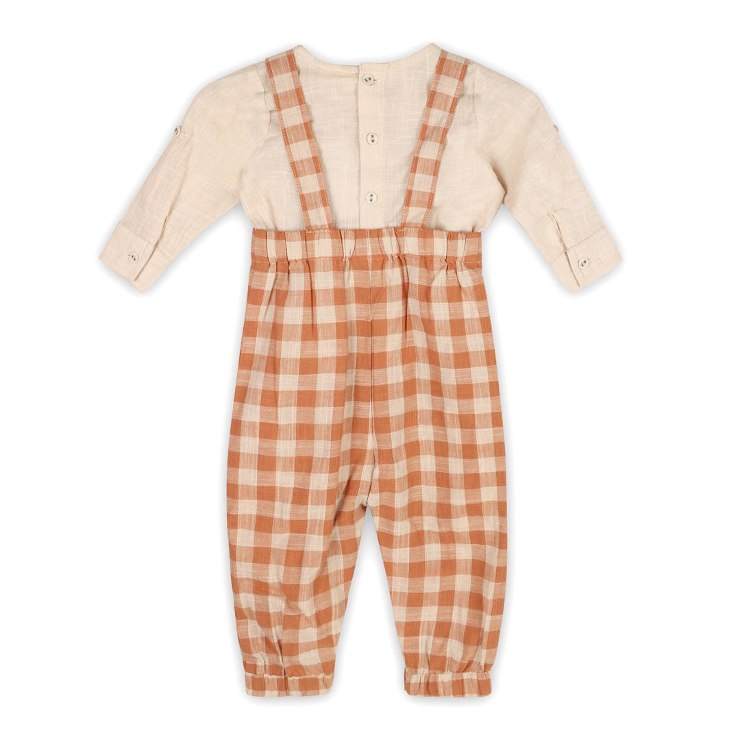 Viverano Organics - Gingham Overall & Plain Slub Shirt SET (Organic)