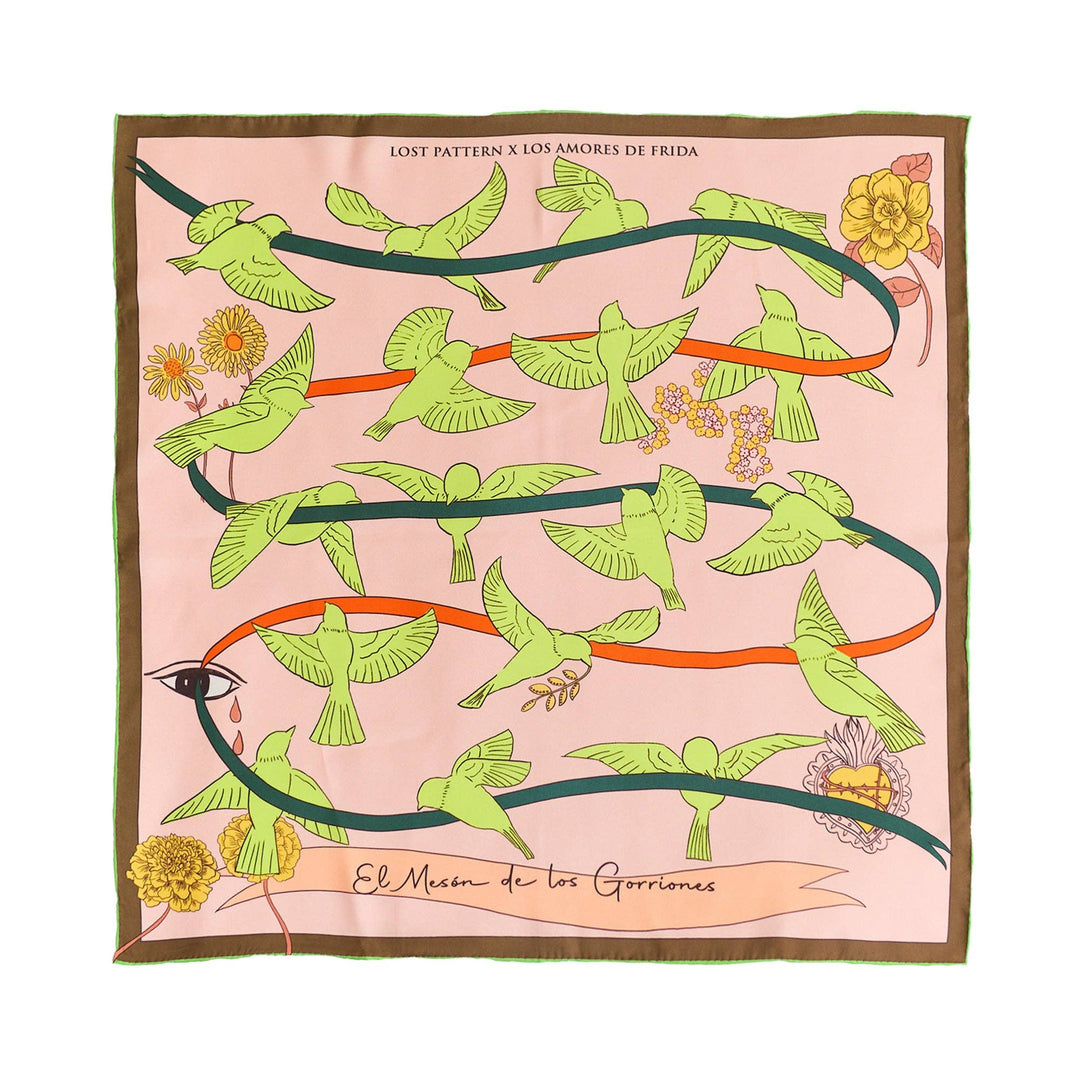 Lost Pattern NYC - FRIDA x LOST PATTERN "House of Frida" Silk Bandana Scarf - Neon Green