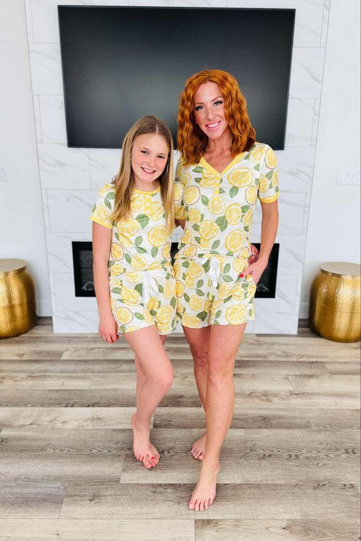 PREORDER: Matching Short Pajamas in Lemon