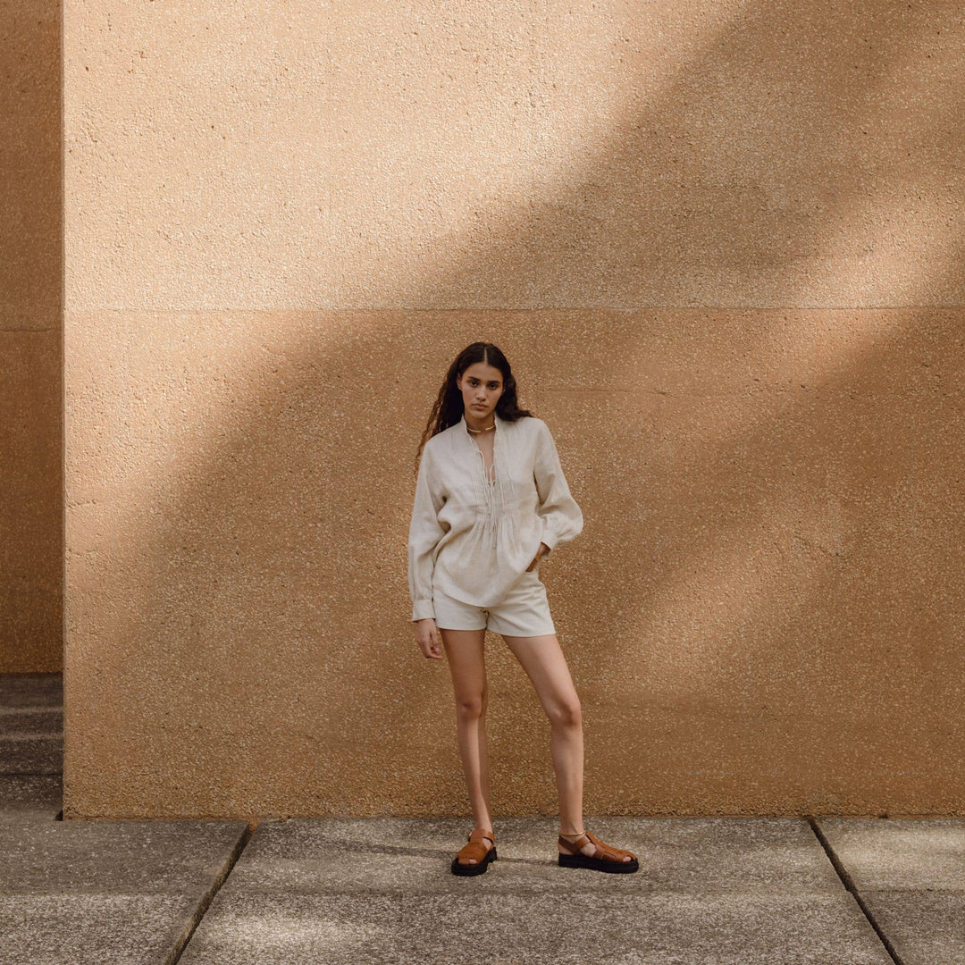 A  LINE - Front-pleated panel blouse