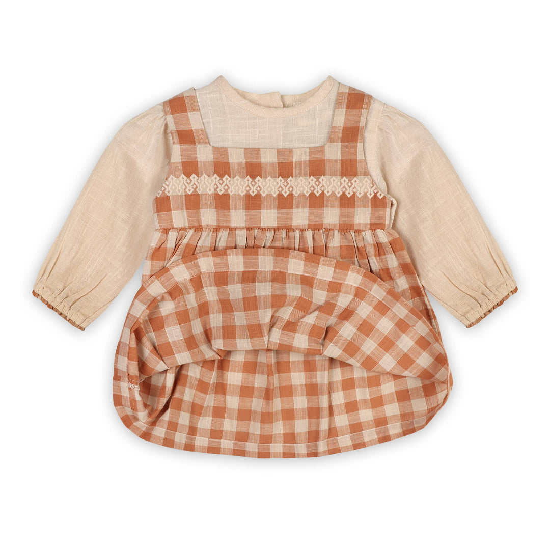 Viverano Organics - Pinafore Gingham Dress with Slub Shirt & & Bloomer (Organic)