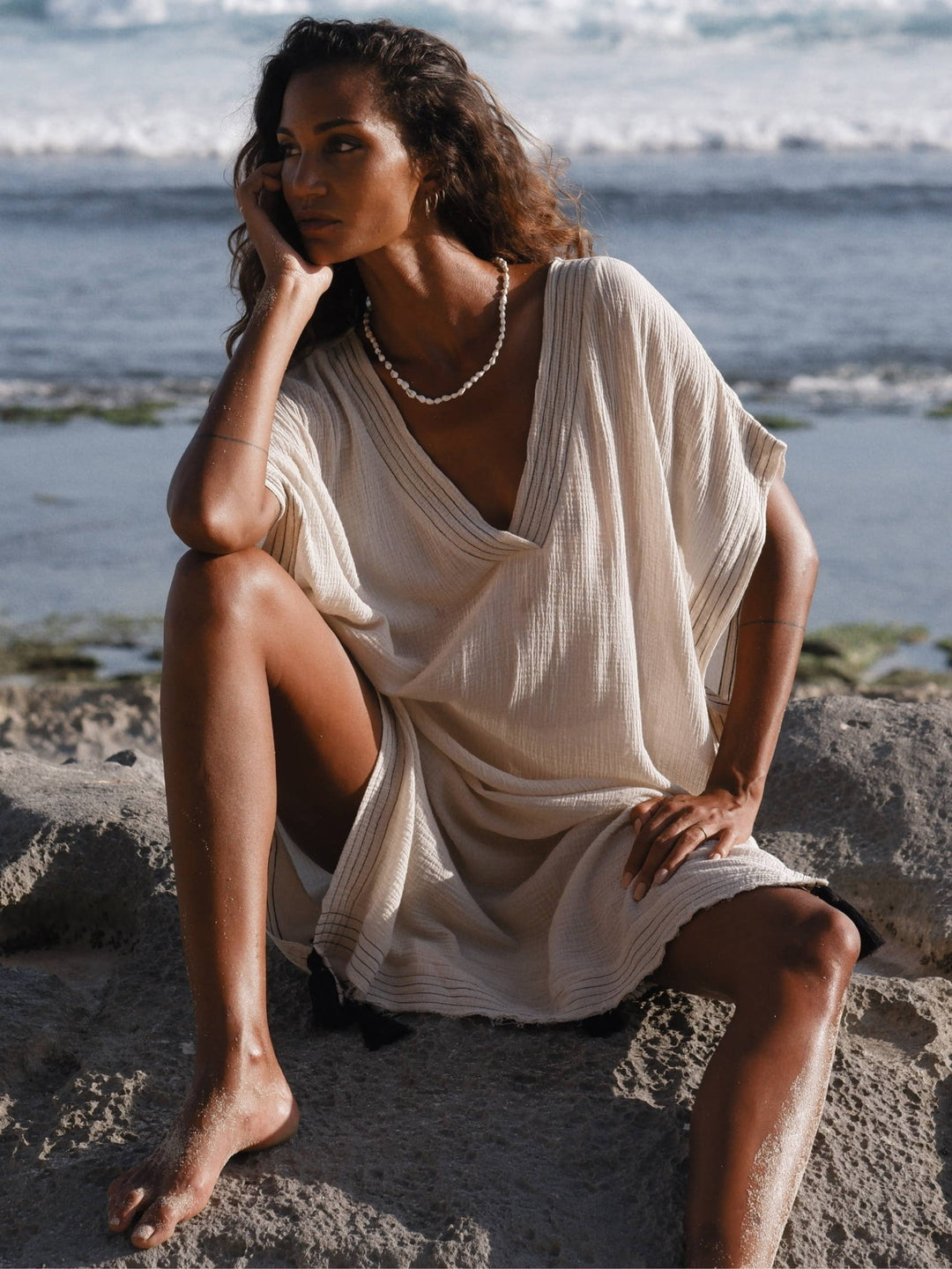 Ela Kaftan - Natural | 100% Turkish Organic Cotton Resortwea-ON SALE