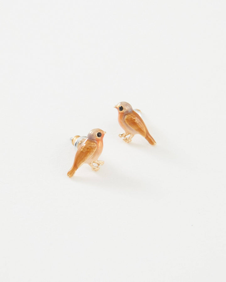 Fable England - FABLE Enamel Robin Earrings