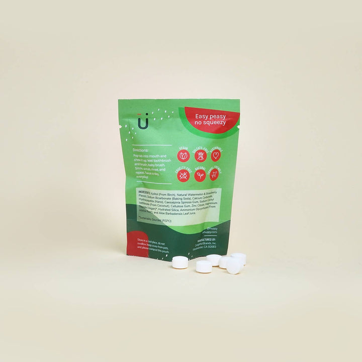 Huppy - Kid's Toothpaste Tablets | Watermelon Straw. | Refill