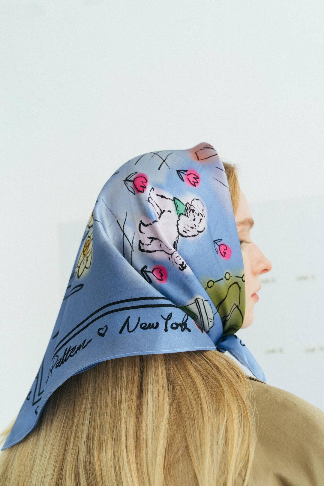 Lost Pattern NYC - "New York in Sketches" Silk Scarf - Blue