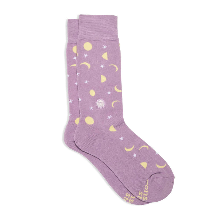 Conscious Step - Socks that Support Mental Health (Purple Moons)