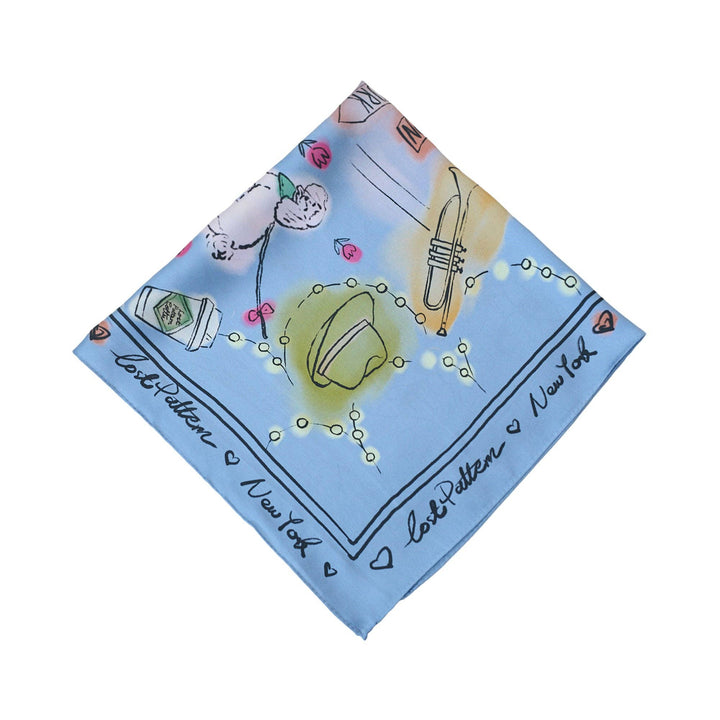 Lost Pattern NYC - "New York in Sketches" Silk Scarf - Blue