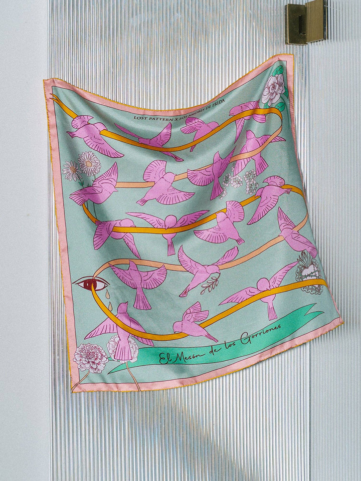 Lost Pattern NYC - FRIDA x LOST PATTERN "House of Frida" Silk Bandana Scarf - Pink