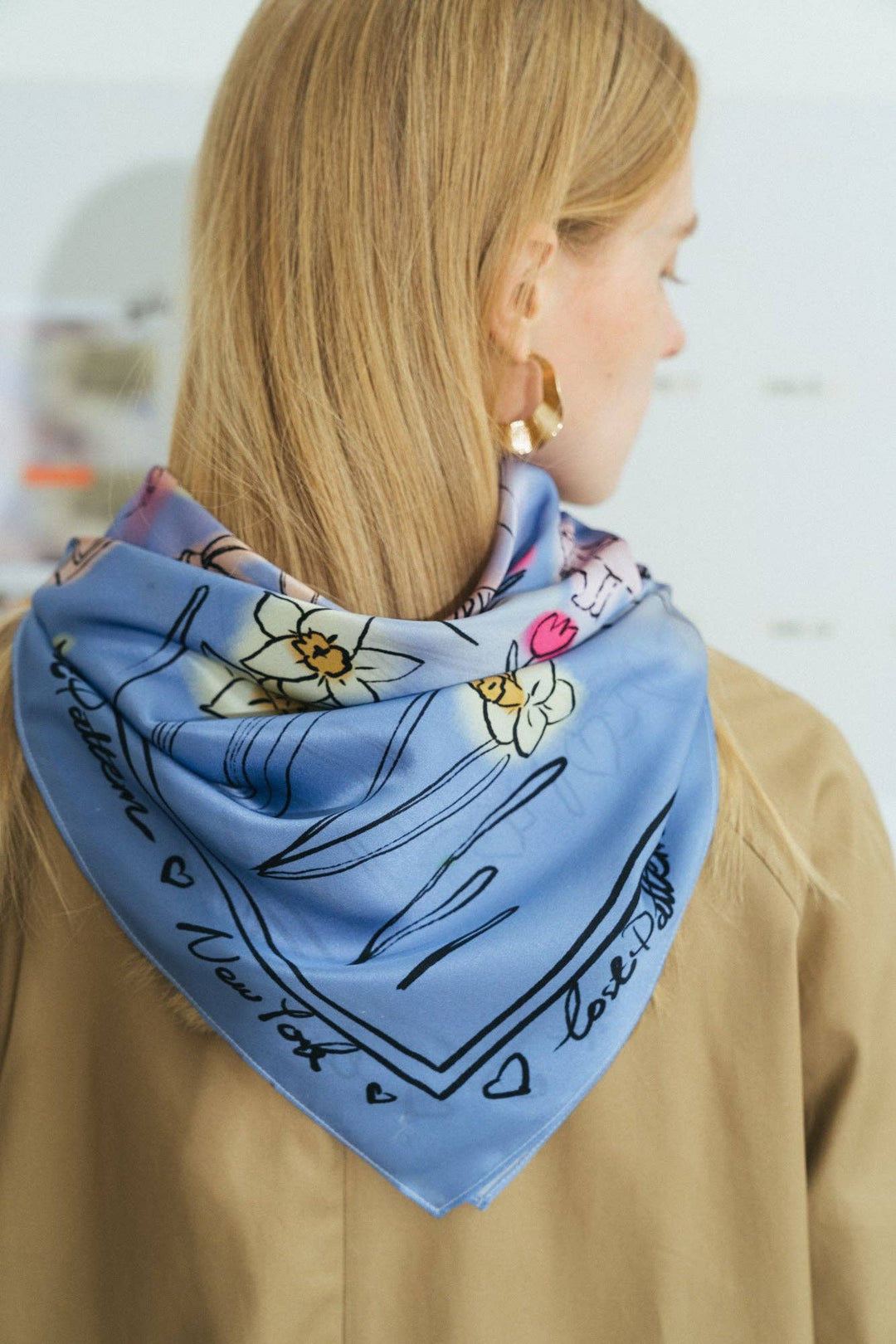 Lost Pattern NYC - "New York in Sketches" Silk Scarf - Blue