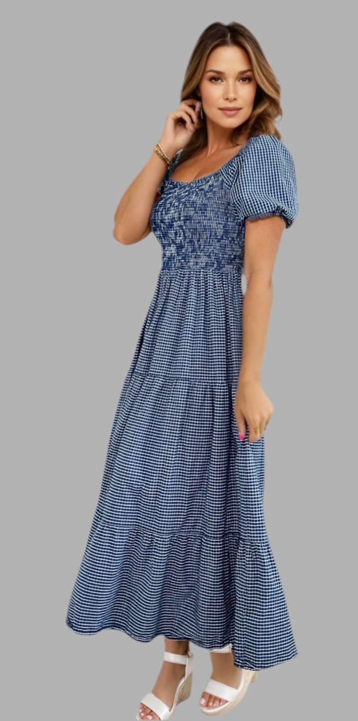 Femme and Fawn- Navy Gingham Picnic Dress with Pockets