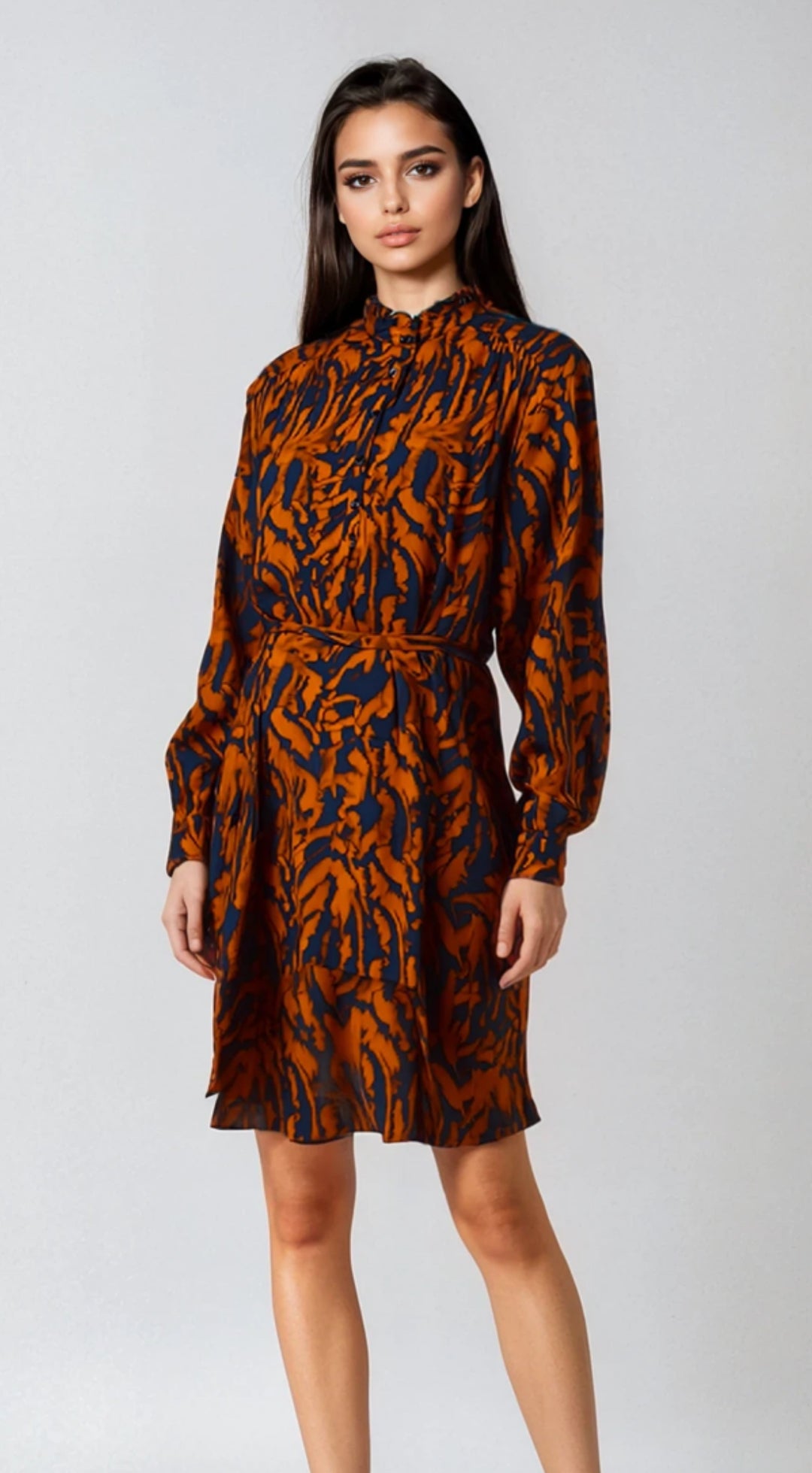 HARVEY FAIRCLOTH NEW YORK Printed Knee-Length Shirtdress- Size Medium