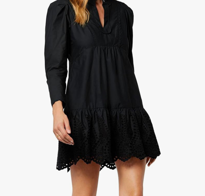 JOIE- DAWN SCALLOPED EYELET MINI DRESS