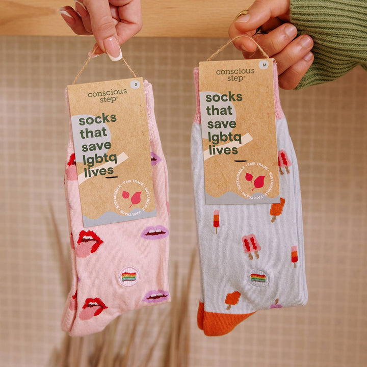 Conscious Step - Socks that Save LGBTQ Lives (Pink Lips)