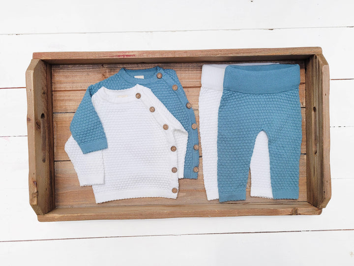 OLIVE & CRADLE - Noah Cotton Knit 2pc Shirt and pants Baby Outfit Set