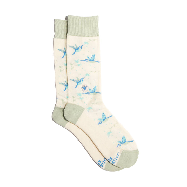 Conscious Step - Socks that Protect Pollinators (Beige Hummingbirds)