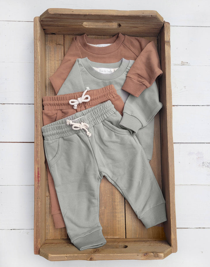 OLIVE & CRADLE - Sweat suit Baby Toddler 2pc Cotton set