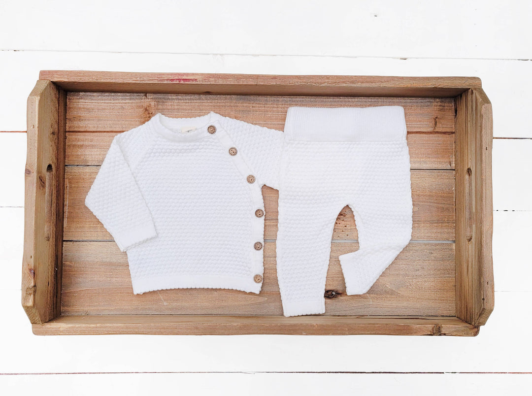 OLIVE & CRADLE - Noah Cotton Knit 2pc Shirt and pants Baby Outfit Set