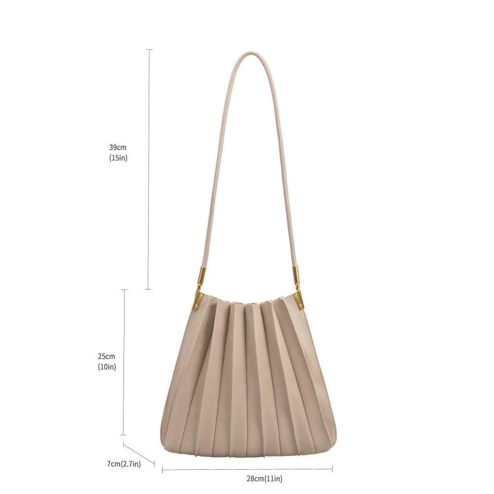 Melie Bianco - Carrie Ivory Pleated Vegan Shoulder