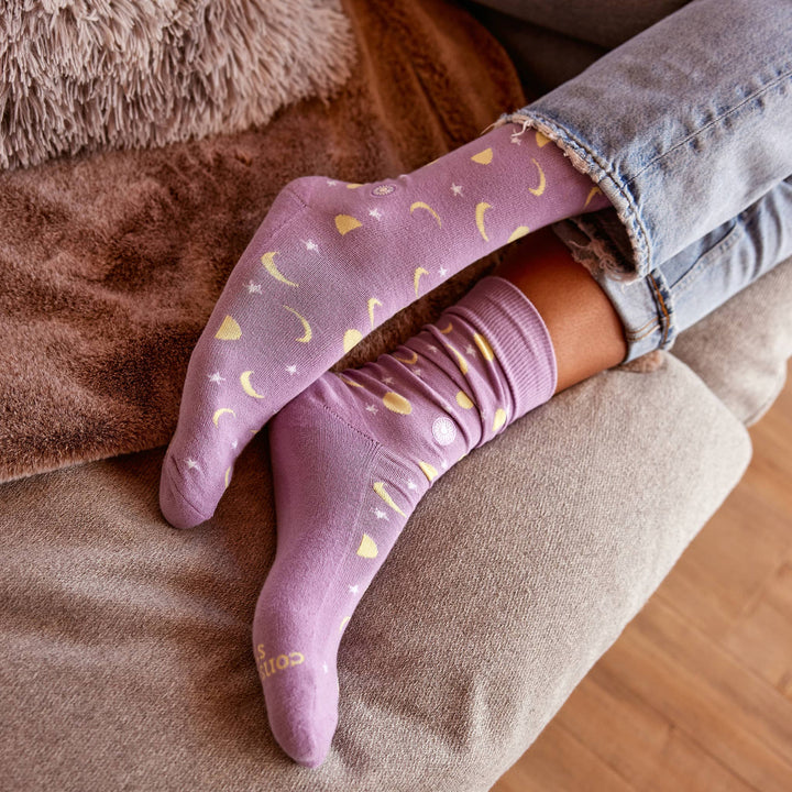 Conscious Step - Socks that Support Mental Health (Purple Moons)