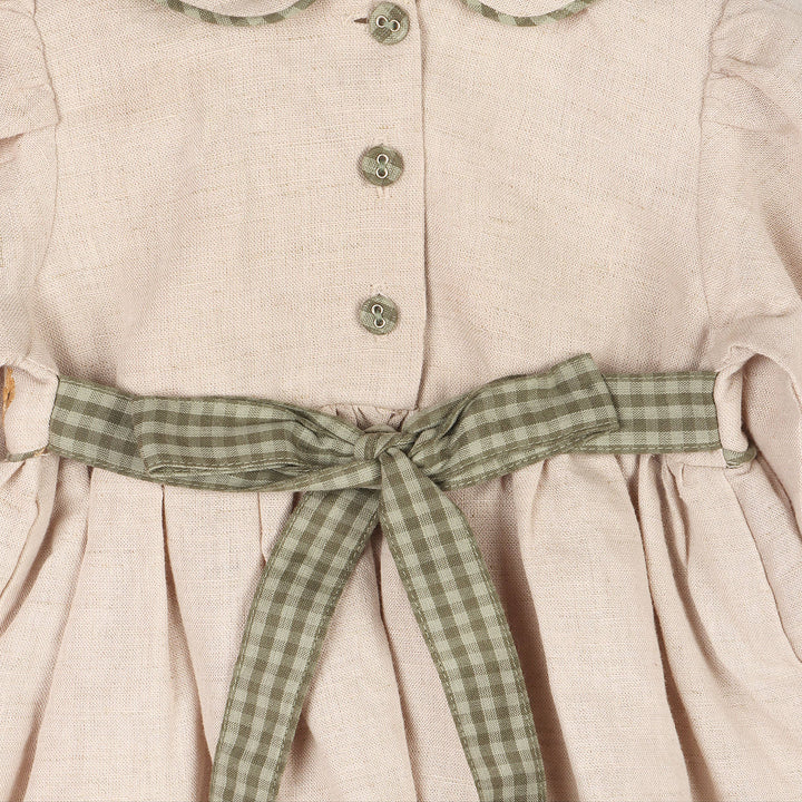 Organic-Floral Peter Pan Baby Dress & Fancy Bloomer (Linen Blend)