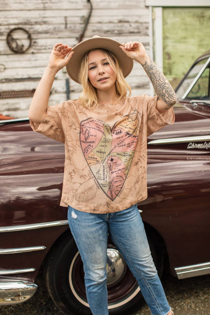 Map of My Heart Bohemian Tee Luxe Bamboo Tunic Shirt