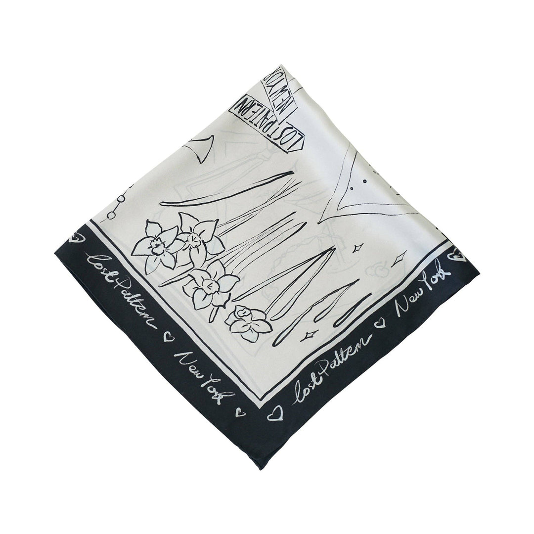 Lost Pattern NYC - "New York in Sketches" Silk Scarf - Black & White