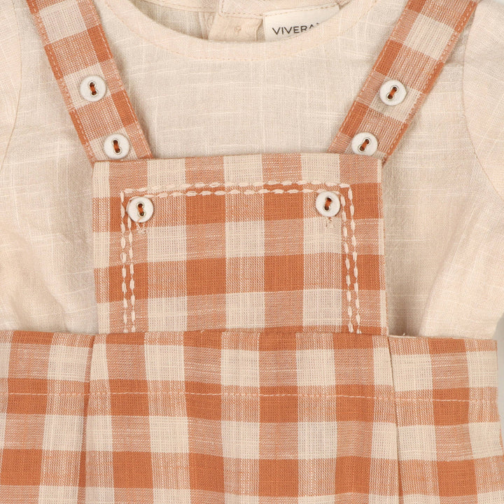 Viverano Organics - Gingham Overall & Plain Slub Shirt SET (Organic)