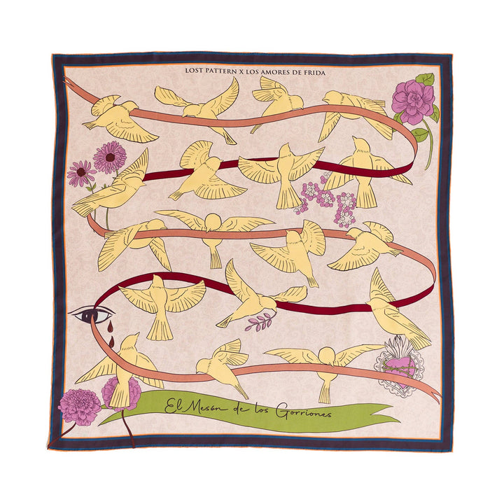 Lost Pattern NYC - FRIDA x LOST PATTERN "House of Frida" Large Square Silk Scarf - Yellow