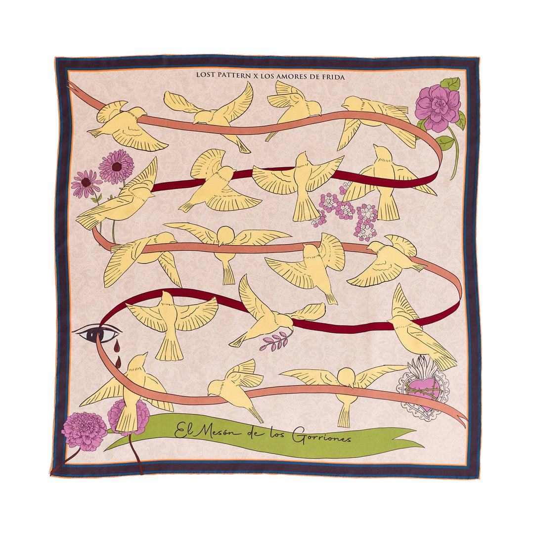 Lost Pattern NYC - FRIDA x LOST PATTERN "House of Frida" Large Square Silk Scarf - Yellow