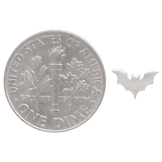 Nina Designs - Sterling Silver Flat Tiny Bat Post Earrings 5x8mm