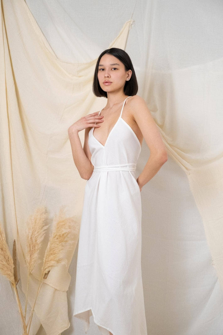 Sage Maxi Dress - White | 100% Turkish Cotton Beach Dress Vo