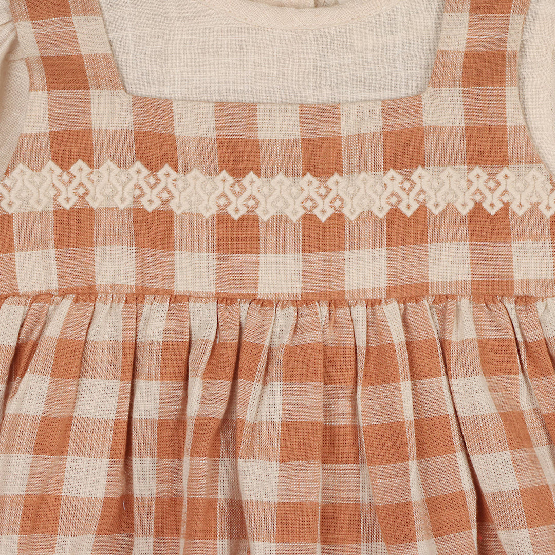 Viverano Organics - Pinafore Gingham Dress with Slub Shirt & & Bloomer (Organic)