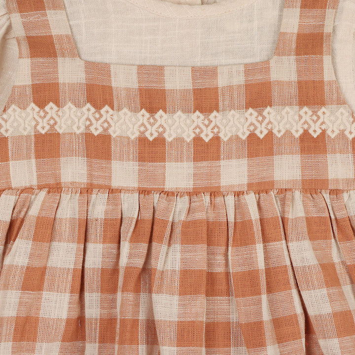 Viverano Organics - Pinafore Gingham Dress with Slub Shirt & & Bloomer (Organic)