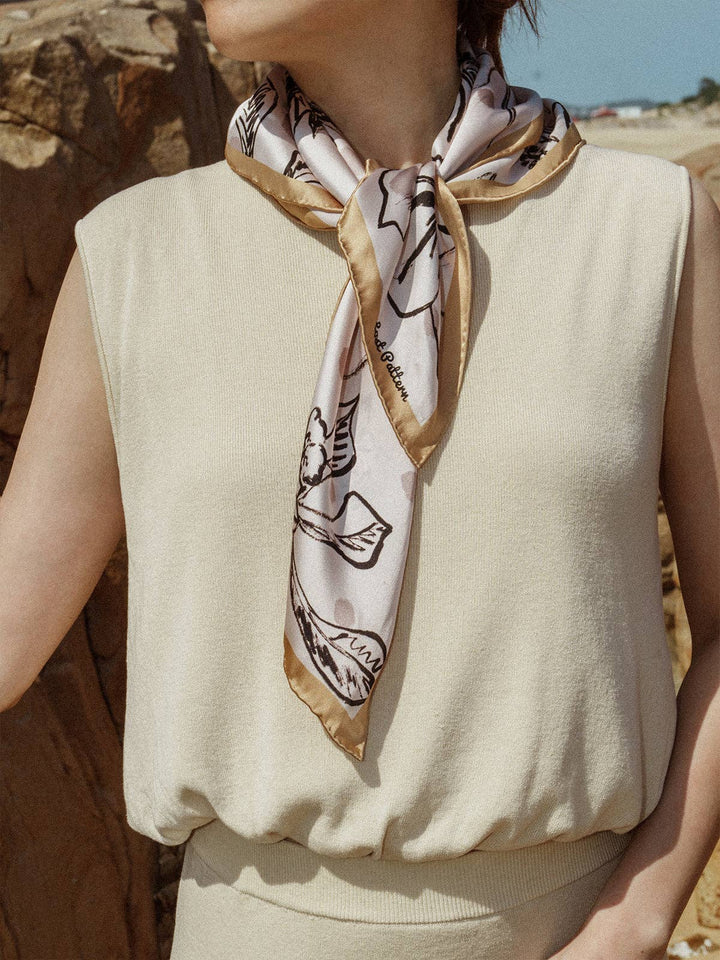 Lost Pattern NYC - "La Isla" Silk Bandana Scarf - Coffee