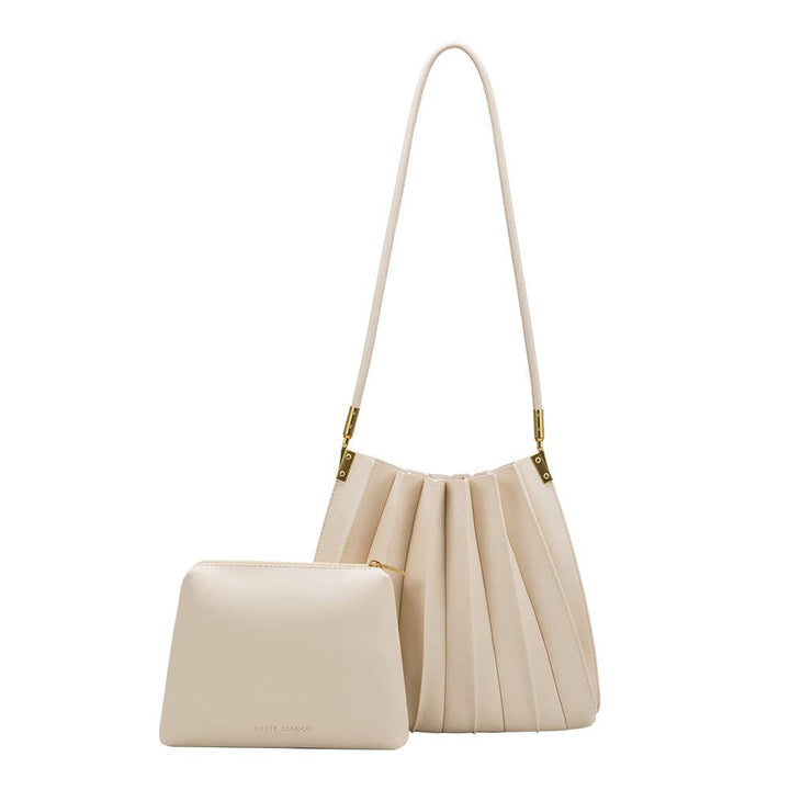 Melie Bianco - Carrie Ivory Pleated Vegan Shoulder