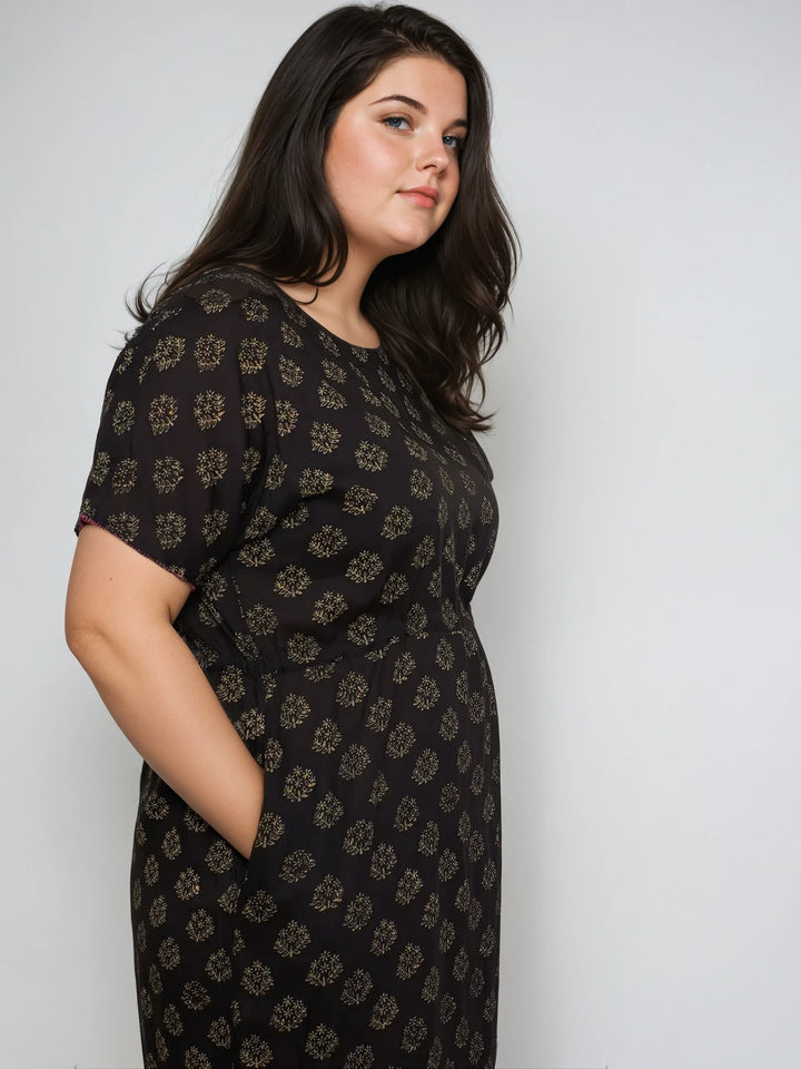 Mata Traders - Aimee Maxi Dress Floral Stamp Black