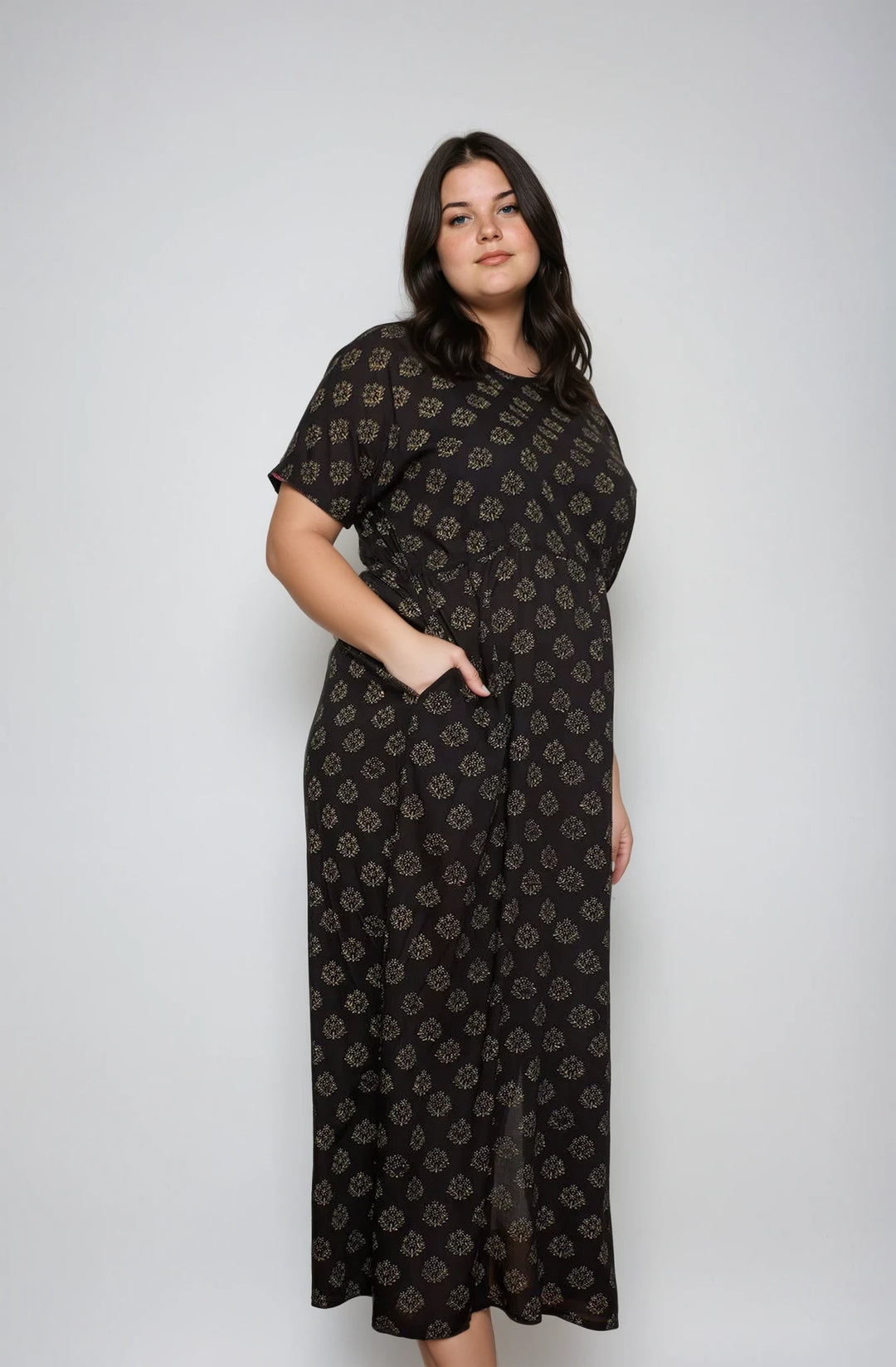 Mata Traders - Aimee Maxi Dress Floral Stamp Black