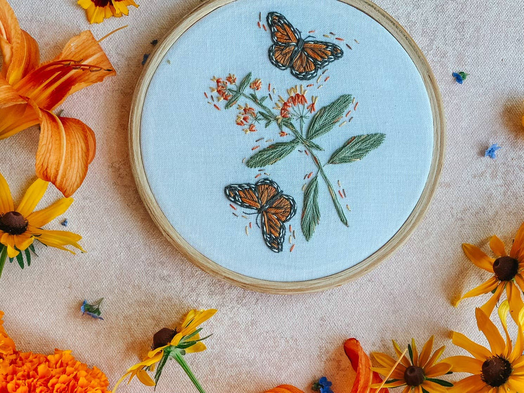 Harvest Goods Co. - Monarchs & Milkweeds Embroidery Kit